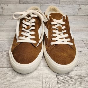 Unisex Women's Size 7 Madewell Sidewalk Low-Top Brown Suede and Sherpa Sneakers